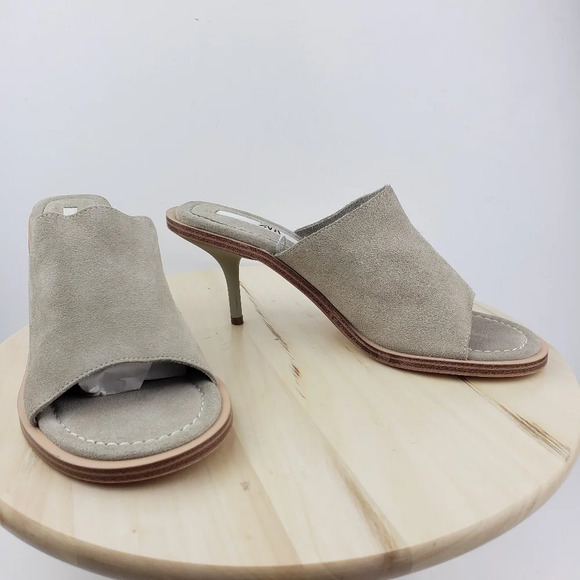 Zara Suede Leather Slide Sandal Kitty Heel Mule Shoes Women's Size 41 Taupe Gray - Picture 8 of 16